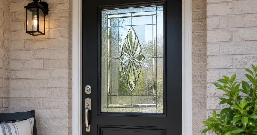 technician replacing a cracked decorative glass panel in Millgrove, Hamilton