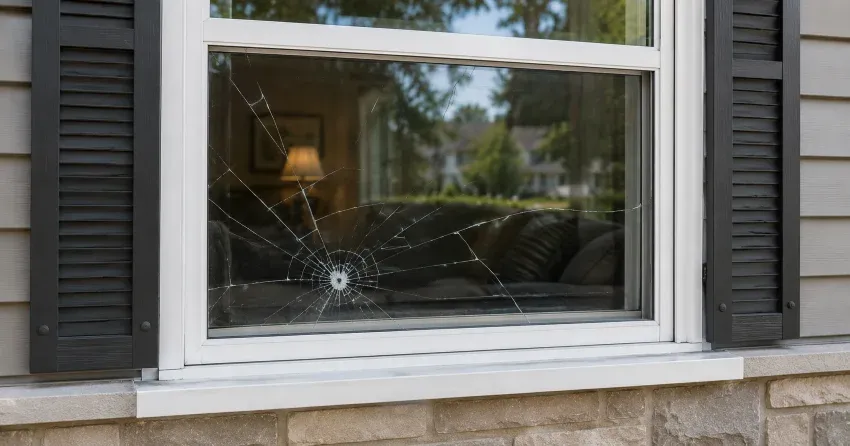 technician measuring window opening for emergency glass replacement Binbrook, Hamilton