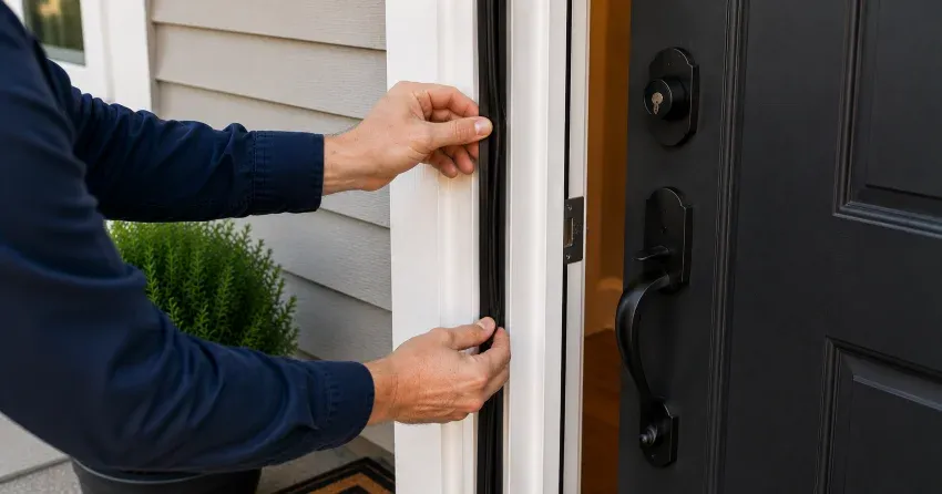 technician performing light test on door seal in Mountview, Hamilton