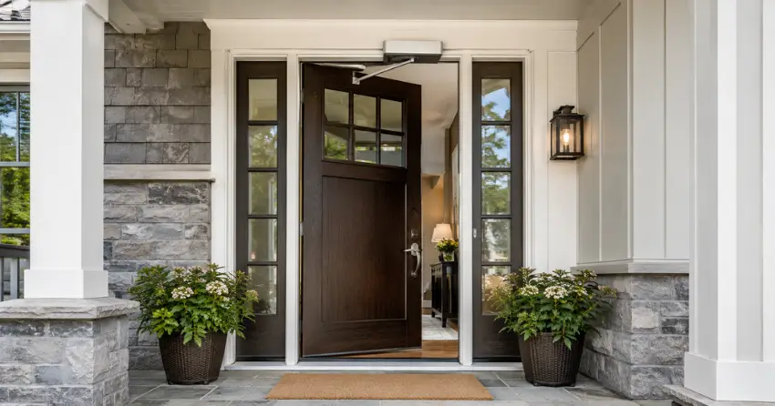 residential automatic door opener installed on exterior entry door in Hampton Heights, Hamilton