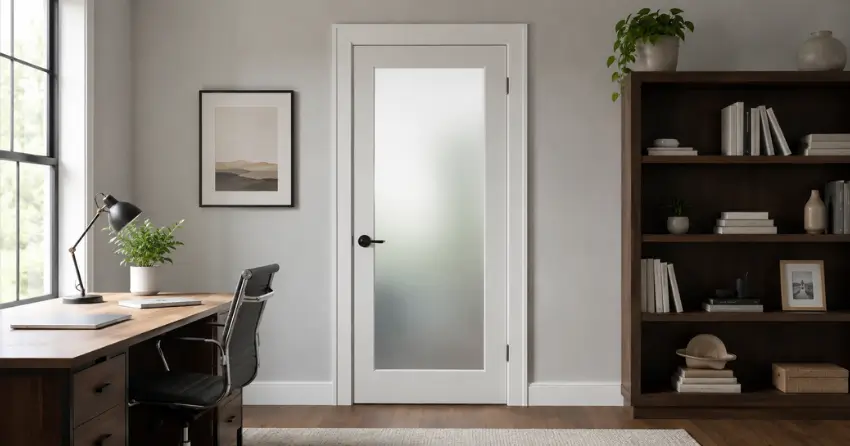 frosted interior door installed in home office in Hamilton