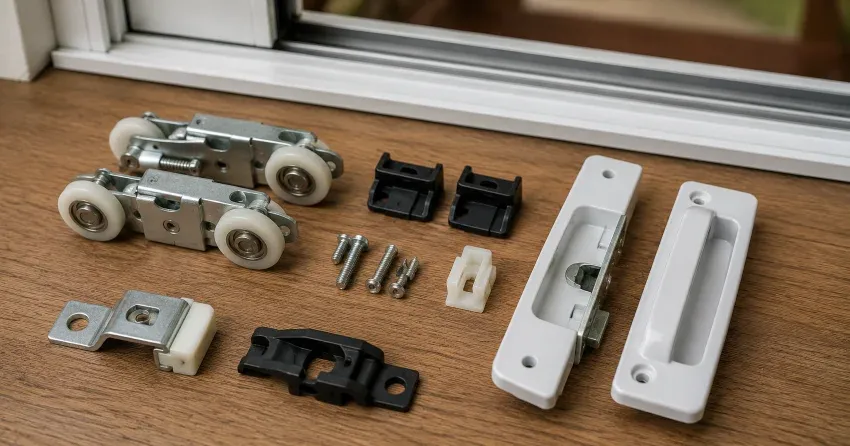 sliding door broken Hamilton roller and track inspection